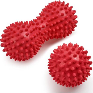 URAQT Faszienball Set (2 Stück) - Kleine harte Igelbälle mit Noppen für