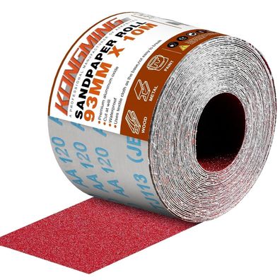 Kongming Schleifpapier Rolle 93 mm x 10 m, Körnung 120, ideal für Handschleifer