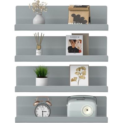 WELDUN Schweberegale 4er-Set, Wandregale aus Kunststoff, Grau, 30x10x8 cm