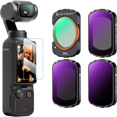 K&F Concept Magnetisches Filter Set für DJI Osmo Pocket 3, 4er Pack (CPL, ND16