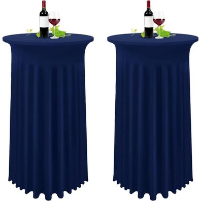 2er-Set Stretch Stehtisch Husse für Bistrotisch Dunkelblau Ø 80-85 cm Spandex