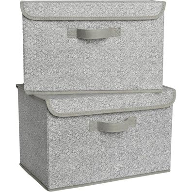 GRANNY SAYS Aufbewahrungsboxen mit Deckel, 2 Stück, faltbar, Stoff, grau