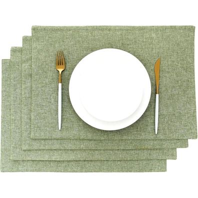 Aoksunova Platzset Grün Stoff 4er Set 48 x 33 cm Tischunterlage für den Esstisch