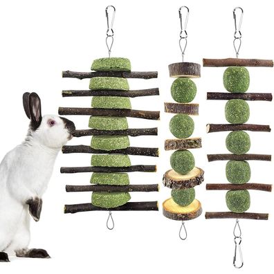 ERKOON Kaninchen Hamster Kauspielzeug Set - Natürliches Timothy Heu