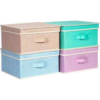 BrilliantJo Aufbewahrungsboxen mit Deckel & Griff, faltbar, 4er-Set
