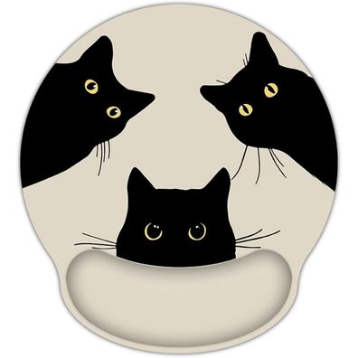 Aoksunova Ergonomisches Mauspad mit Gelkissen und Katzenmotiv - Ideal für Büro