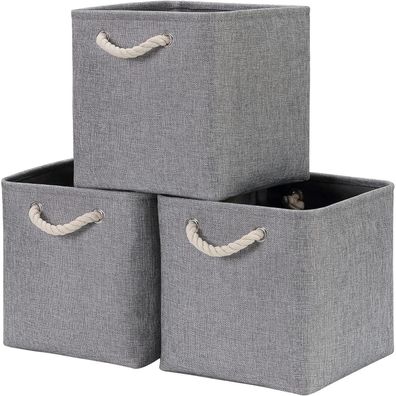 Mangata Aufbewahrungsbox Stoff, 3er Pack, 33x38x33 cm, Grau - Großer