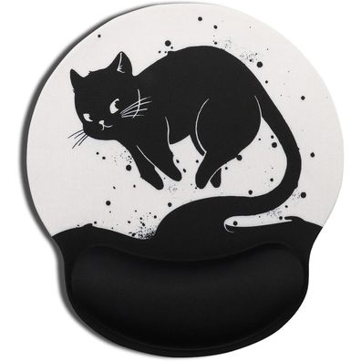 Aoksunova Ergonomisches Mauspad mit Gelkissen und Handauflage - Motiv Katze