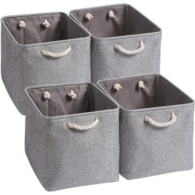 Mangata Aufbewahrungsbox Stoff, 33x38x33 cm, Großer Grau Aufbewahrungskorb (4er