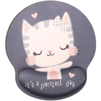 Aoksunova Ergonomisches Mauspad mit Handauflage, Katze Motiv, Kawaii Design