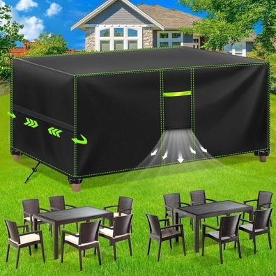 FORTRY Abdeckung für Gartenmöbel, 125x63x74cm, Wasserdicht, 420D Oxford, Schwarz