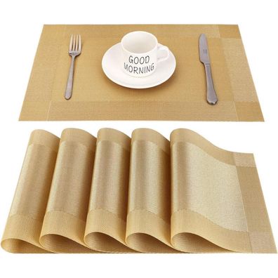 Chaochi Tischset 6er Set, abwaschbar, hitzebeständig, rutschfest, PVC, 45x30cm