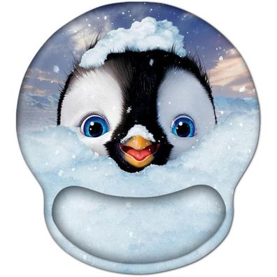Aoksunova Ergonomisches Mauspad mit Gelkissen und Handauflage, Pinguin Design