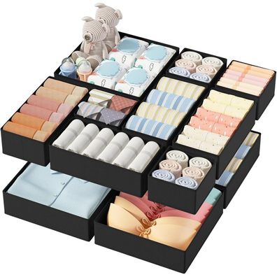 DIMJ 12er Schubladen Organizer Set, faltbare Stoff-Aufbewahrungsboxen für