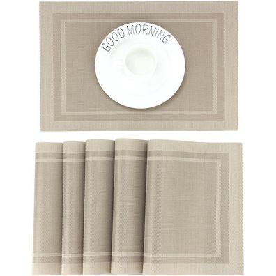 Chaochi Platzset Beige 6er Set, abwischbar und hitzebeständig, 45x30cm aus PVC