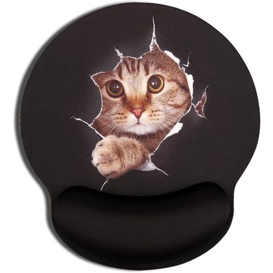 Aoksunova Mauspad mit Handgelenkauflage, ergonomisch, Motiv Katze, MB-174