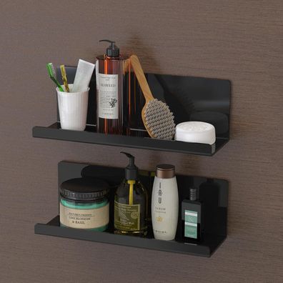 Toski Wandregal ohne Bohren, 2 Stück Acryl Schweberegal Schwarz 30cm zum