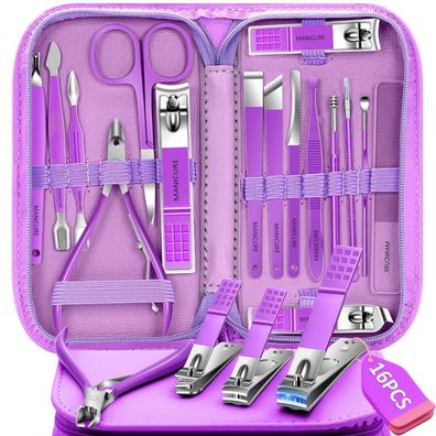 Bleswin Maniküre-Pediküre-Set 16-teilig, professionelles Nagelpflege-Set mit
