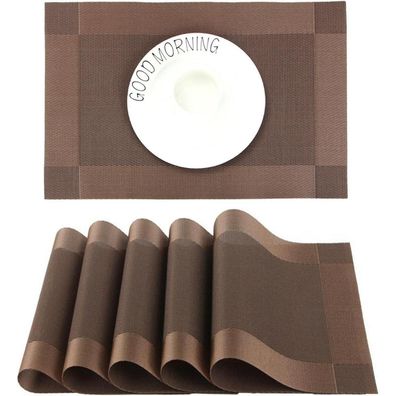 Chaochi Platzset 6er Set, abwischbar und hitzebeständig, 45x30cm, Braun