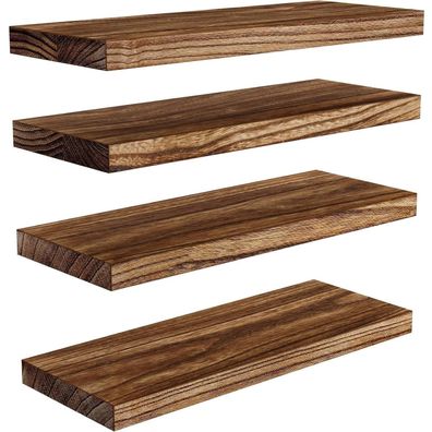Pipishell Wandregal Holz 40 cm, 4er-Set Paulownia Schweberegale für Bad, Küche
