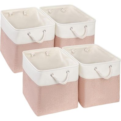 Mangata Aufbewahrungsbox 4er Pack, Rosa/Weiß, 33x38x33cm, Stoff-Würfel für