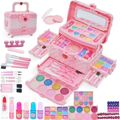 Kinderschminke Set Mädchen mit Schminkkoffer - 57 Teile, waschbar, für