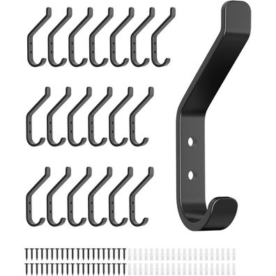 susswiff 20er Garderobenhaken zum Schrauben, Metall, 10 cm Schwarz, für