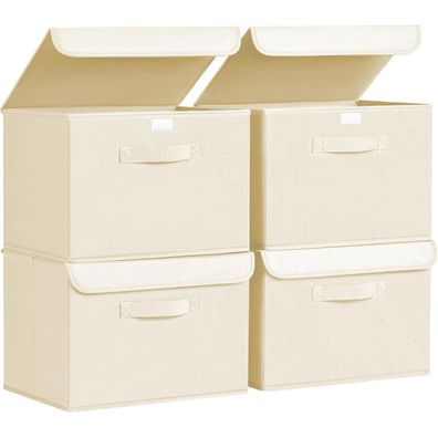 DIMJ Aufbewahrungsboxen mit Deckel, Faltbare Aufbewahrungskiste mit Griff, 4