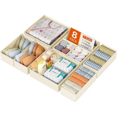 DIMJ Schubladen Organizer Set, 8-teilig, faltbare Stoffboxen für
