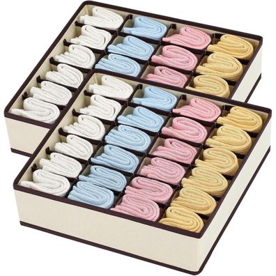 DIMJ Aufbewahrungsboxen für Socken - 24 Zellen Schublade Organizer, Faltbar, 2