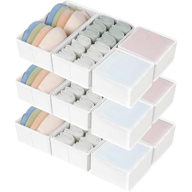 DIMJ 12er Schubladen Organizer Set, faltbare Aufbewahrungsboxen aus Stoff für