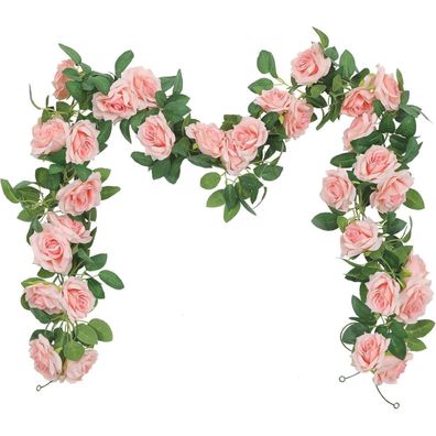 SHACOS 3 Stück Künstliche Rosengirlande, 6 Meter, Künstliche Blumen Girlande