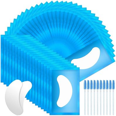 URAQT Augenpads für Wimpernverlängerung, 50 Paar Wimpernpads mit 10