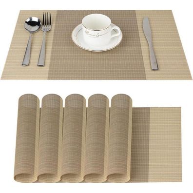Fontic Platzdeckchen 6er Set, rutschfest, abwaschbar, hitzebeständig, PVC