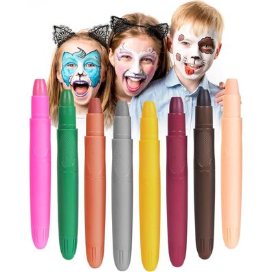 URAQT Schminkstifte 8 Farben Kinderschminke Set Mädchen, Abwaschbare