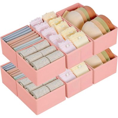 DIMJ Schubladen Organizer, faltbare Aufbewahrungsbox aus Stoff, 8er Set, Rosa