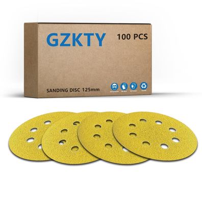 GZKTY Schleifpapier 125mm Klett 150 Körnung (100 Stück) 8 Loch für