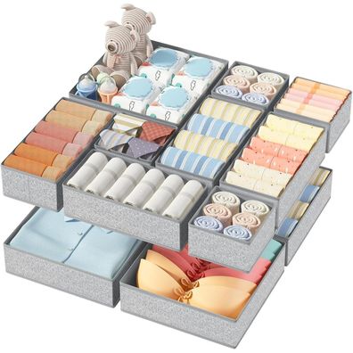 DIMJ Schrank Organizer, 12 Stück faltbare Schubladen Organizer aus Stoff für