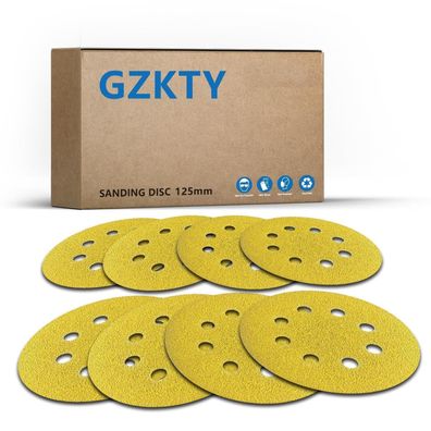 GZKTY Schleifpapier 125mm Klett 80 Körnung, 80 Stück - 8 Loch Schleifscheiben