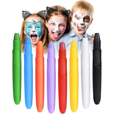 URAQT Schminkstifte Set, 8 Farben Kinderschminke Abwaschbar für Fasching