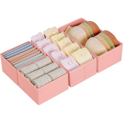 DIMJ 4er Schubladen Organizer Set, faltbare Aufbewahrungsboxen aus Stoff für