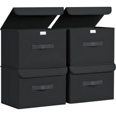 DIMJ 4 Stück Aufbewahrungsboxen mit Deckel, Faltbare Aufbewahrungskorb Stoff