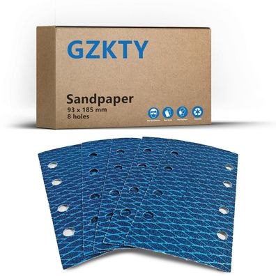 GZKTY Schleifpapier Klett 93x185mm, 60 Körnung, 8 Löcher, 30 Stück für