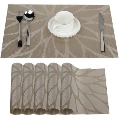 Fontic 6er Set Platzsets 30x45cm, rutschfest, abwaschbar, hitzebeständig, PVC