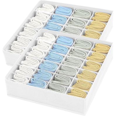 DIMJ Aufbewahrungsboxen für Socken - 24 Zellen Schublade Organizer, Faltbar, 2