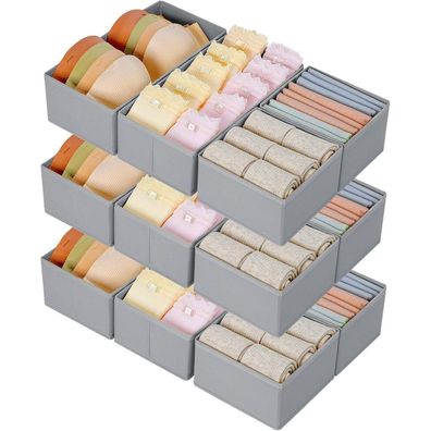 DIMJ Schubladen Organizer Set 12 Stück Grau Classic - Stoff Aufbewahrungsboxen