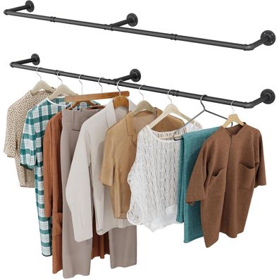 OROPY Industrielle Rohr Kleiderstange 2er Set, 167 cm, Wandmontage, Retro