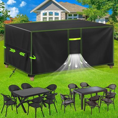 FORTRY Abdeckung Gartenmöbel 150x130x90cm Schwarz, Wasserdicht & Winterfest