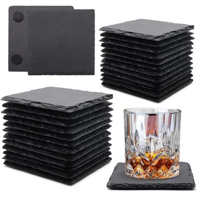 Vibratite 24 Stück Quadratische Schiefer-Getränke-Untersetzer, 10,2 cm