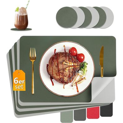 HELI MIAO Tischsets Abwaschbar Lederoptik, 6er Set Platzdeckchen mit